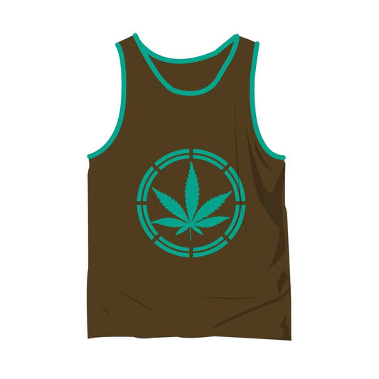 Panama Red Dudes brown sleeveless shirt with pot leaf